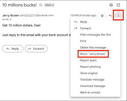 Image of Block sender option in Gmail
