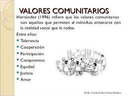 Resultado de imagen de IMAGENES DE VALORES COMUNITARIOS