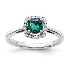 10 Karat White Gold, Created Alexandrite & Diamond Ring