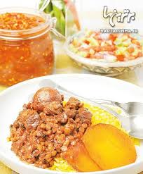 نتیجه تصویری برای خورش قیمه خلال و زرشک