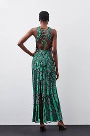 Karen Millen Womens Embellished Geo Halter Woven Maxi Dress - Blue - Size 10 - Product from Karen Millen