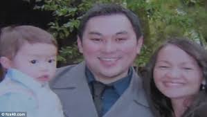 Torn apart: Fam Chao, right, lost both her husband, Brian Tha Saechao, center, and her son, Raphael, left, when the father jumped into the pool trying to ... - article-2218621-1587D8C9000005DC-869_634x358