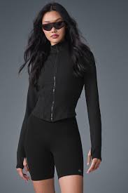 Airbrush Corset Full Zip Jacket - Black | Alo Yoga