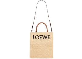 LOEWE Standard A4 Bolso Tote En Rafia Natural/Negro in
