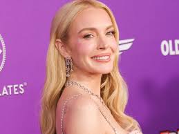 Lindsay Lohan Celebrates 40th Birthday in Sequin Optical Illusion Dress At Family-Filled Bash