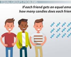 10 candies divided into 5 equal groups, with 2 candies in each group