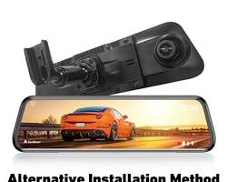 Image of WOLFBOX G840S dash cam installed on a car's rearview mirror