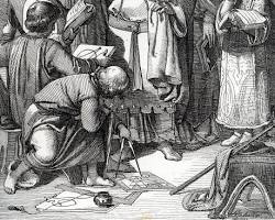 Image of Charlemagne with his children illustration