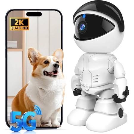 Indoor Camera 2K 5G/2.4Ghz WiFi Home Security Baby/Pet/Robot Camera with Phone App Motion Detection