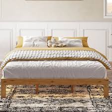 12-Inch Queen Platform Bed Frame - Solid Wood Slat Support, No Box Spring Required, Modern Rustic Pine Design - Bed Bath & Beyond - 42555377
