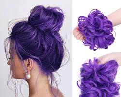 Image de Purple Curly Messy Bun