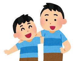 兄弟のイラストと富士山のイラストの画像