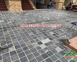 Hình ảnh về Đá cubic xanh đen mài ốp tường