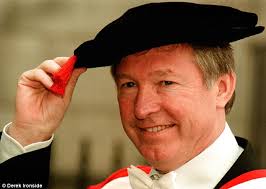 Make that a double: Ferguson received a degree from Aberdeen&#39;s Robert Gordon University in 1997 at the city&#39;s music hall - article-2250459-0008094300000258-24_634x451