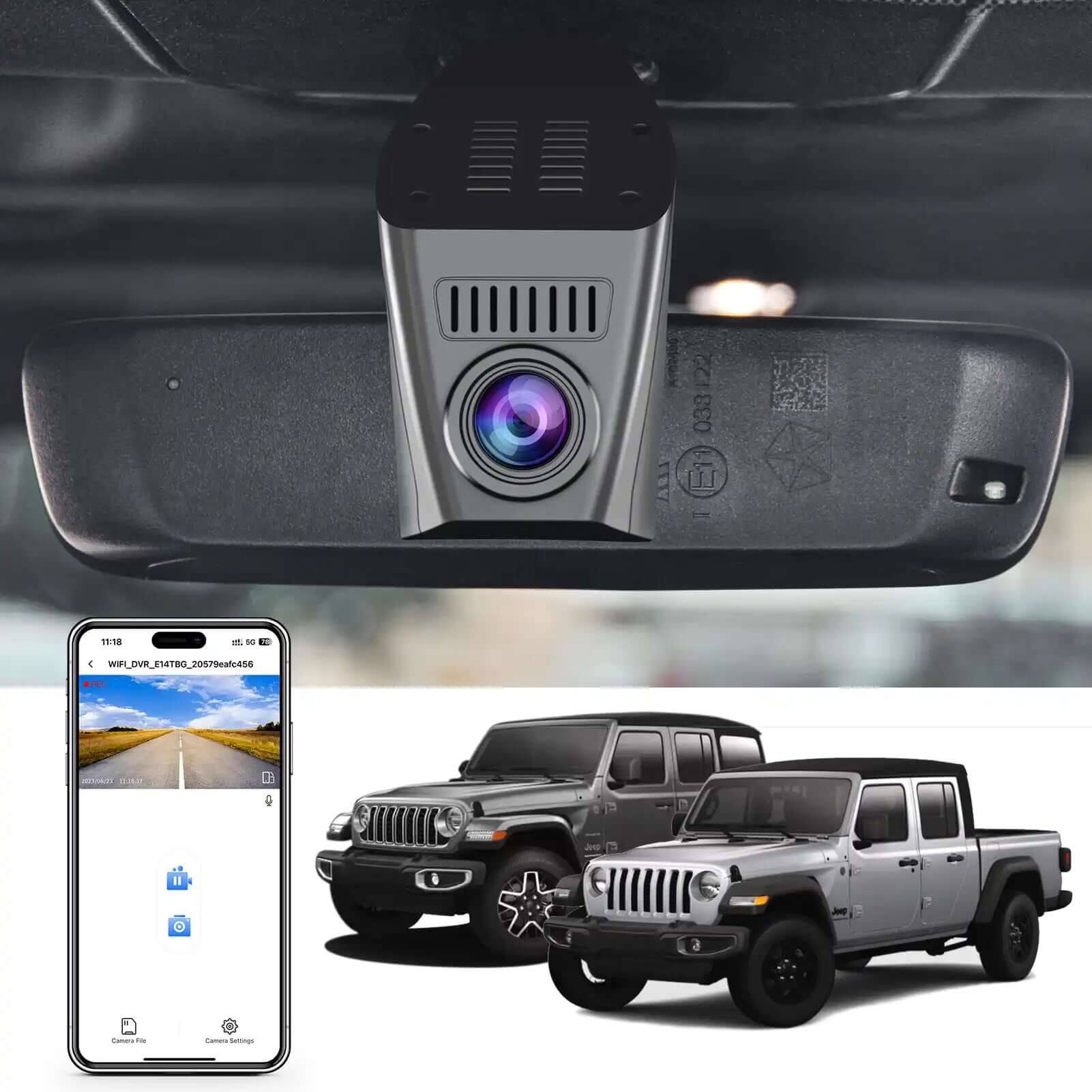 Mangoal Tech Dual Channel Dash Cam for Jeep Wrangler