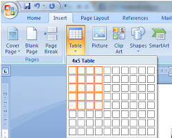 Hình ảnh về Hộp thoại Insert Table trong Microsoft Word