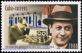 <b>Jose Raul</b> Capablanca auf kubanischer Briefmarke von 2008 - Jose-Raul-Capablanca-Briefmarke2008