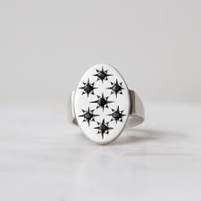 Large Oval with 7 Star Set Black Onyx Ring – Dandelion Jewelry