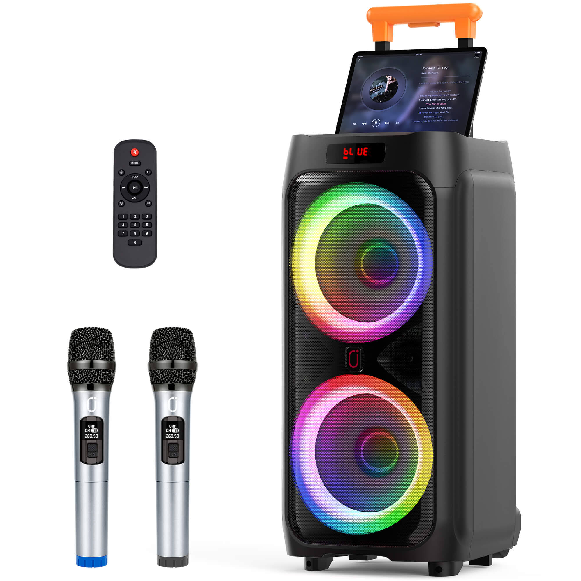 JYX T9 Karaoke Machine with 2 Microphones for Adults with 500-watt Power
