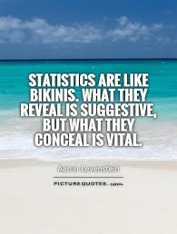 Statistics are like bikinis. What they reveal is suggestive, but... via Relatably.com
