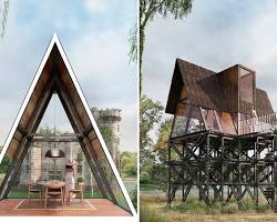 Image of triangular treehouse roof