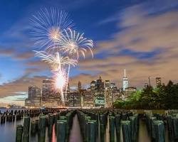 Image of Brooklyn Bridge Park with fireworks