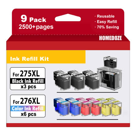 Canon Ink 275 and 276 Ink Kit for Refill to use for Canon Pg-275xl Cl-276x Ink Cartridge XL Pg275 Cl276 for Ts3700 Ts3522 Tr4720 Ts3520 Ts3500 Tr4700