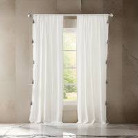 Benzara Xumi 4 Piece Window Curtain, 2 Panels with Tie Backs, Antique White Finish - BM313294 |Benzara.com
