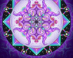 Fabian Jimenez visionary art mandala fractal patterns symmetrical abyss painting, AI generated