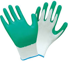 Green Nitrile Coated Safety Working Gloves D005 - Latex ...