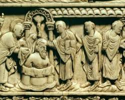 Image of Carolingian ministration of baptism illustration