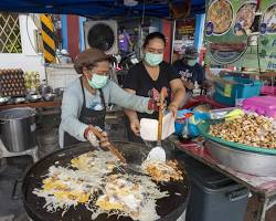 Gambar vibrant food stall in Solo offering a variety of dishes