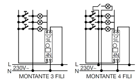 Risultati immagini per collegamento a 3-4 fili relè luci scale