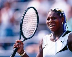 Image of Serena Williams five incredible career moments tennis highlights 1999 US Open win first grand slam 2012 Olympic gold medal 2017 Australian Open win pregnant 2003 Serena Slam final match 2022 US Open
