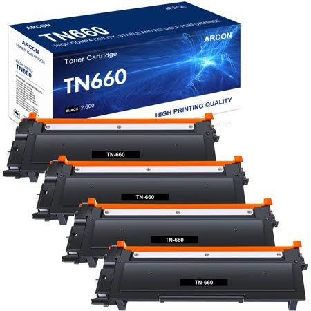 4-pack Tn660 Toner Cartridge Black High Yield Compatible for Brother Tn660 Tn-660 Tn630 Tn-630 Work for Brother Hl-l2300d Hl-l2305w Hl-l2320d Hl