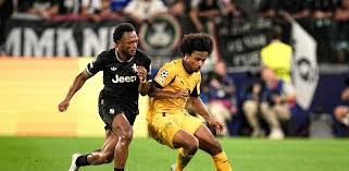 Juventus players celebrating a goal during the match against Borussia Dortmund