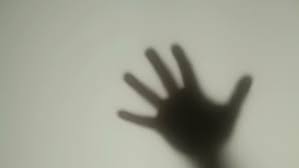 Image result for hand on opaque glass partition