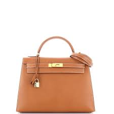 Kelly 32 leather handbag Hermès Brown in Leather - 52872221