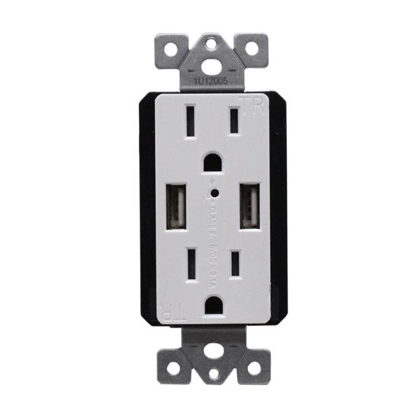 Fully Functional Hardwired USB Receptacle Outlet Plug With Wifi 4K UHD Camera