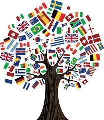 International flags as leaves of tree