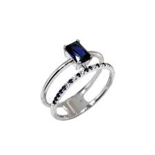 Sapphire & Diamond Double-Band Ring, 14K White Gold – EFG Designs