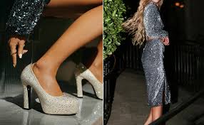 Amazon.com | KISSASA Womens Rhinestone Platform Heels Sparkly Chunky Heels Glitter Pumps Beige Size 5 | Shoes