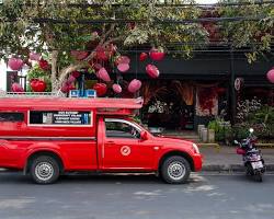 Image of songthaew, a shared taxi common in Thailand