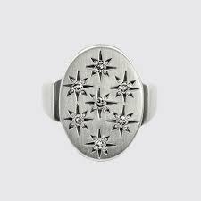 The Firmament Sterling Silver Ring with Star-Set Diamonds ...