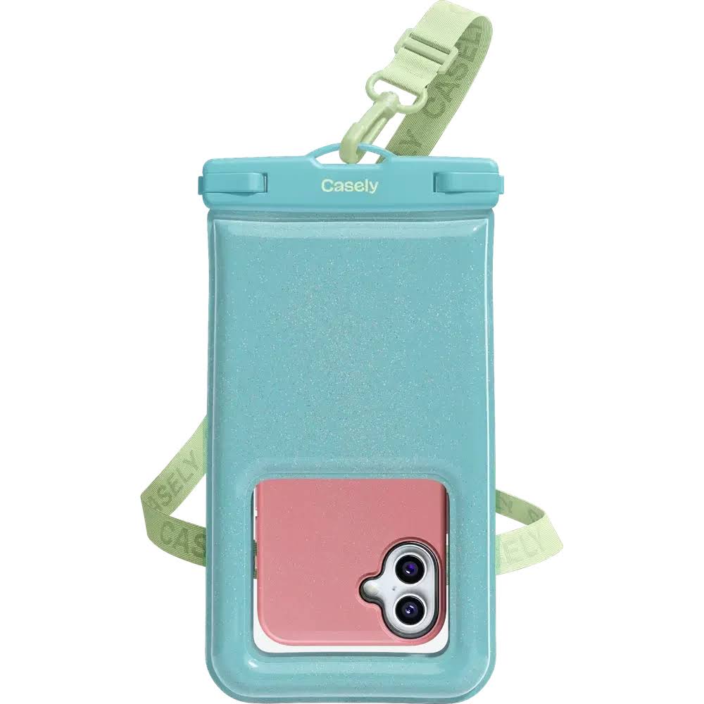 Casely AquaBuddy Aquamarine Ocean Blue Shimmer Waterproof Phone Pouch