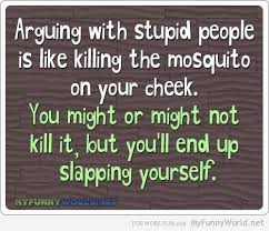 Arguing with stupid people is like killing the mosquito on your ... via Relatably.com