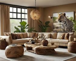 Image of safarithemed living room with mixed animal prints