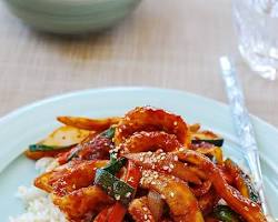 Squid stir fry (Ojingeo Bokkeum) in a bowl