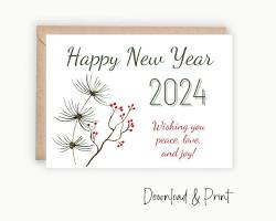 صورة New Year's Card 2024, with the phrase I wish you a New Year filled with peace, joy, and happiness.