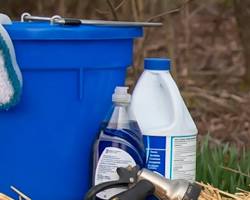 Image of bucket with clean water and soap
